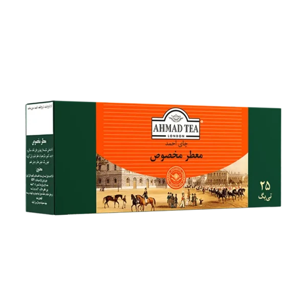 چای سیاه کیسه ای " معطر مخصوص، ارل گری " احمد - ( چای باروتی خارجی، تی بگ پاکتی نارنجی ) دستچینی از مزارع چای سیلان، با طعم دهنده برگاموت ( حاوی 25 عدد چای کیسه ای - بسته 50 گرمی )