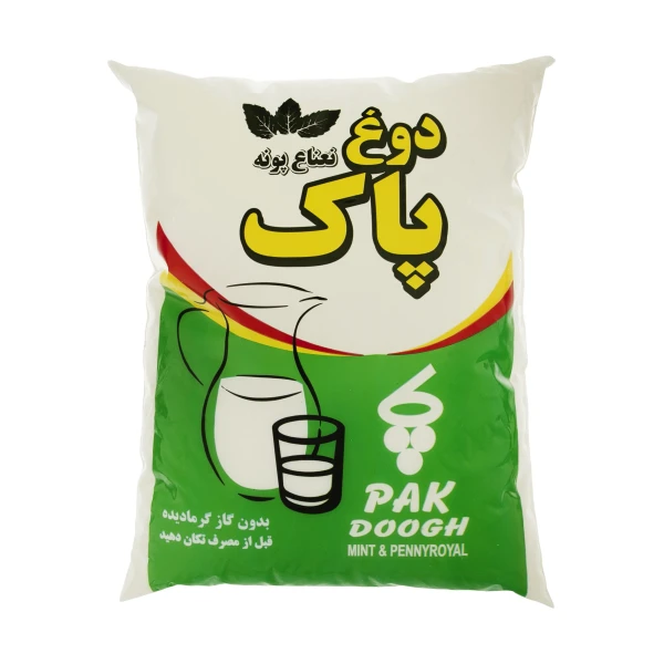 دوغ گرما دیده " بدون گاز " پاک - ( کیسه ای ) با طعم نعناع و پونه ( 2.5 لیتری )