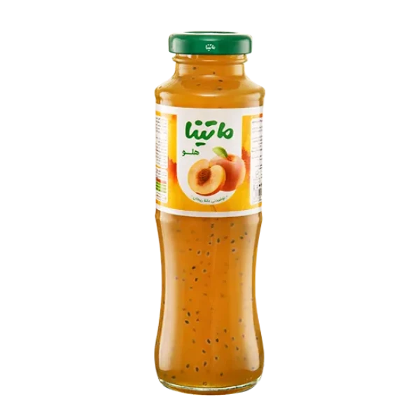 آبمیوه " هلو و تخم شربتی " ماتینا - ( حاوی دانه ریحان، شیشه ای ) نوشیدنی بدون گاز ( 280 گرمی )