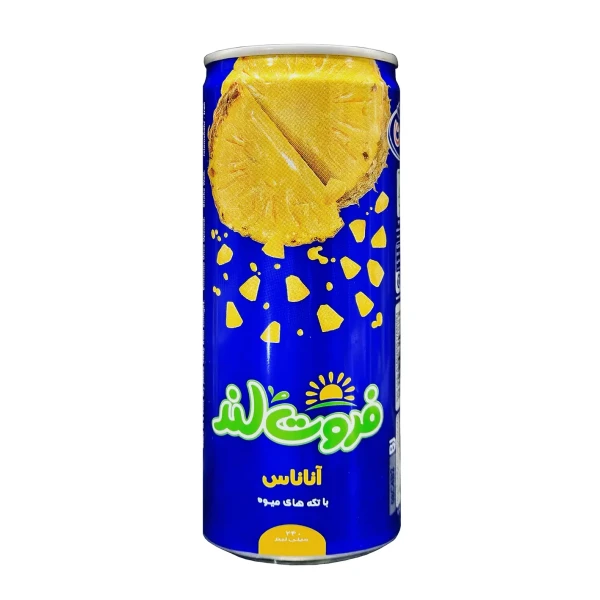 آبمیوه بدون گاز " آناناس با تکه های میوه " فروتلند - ( قوطی ) حاوی کنسانتره و تکه های آناناس ( 240 میلی لیتر )