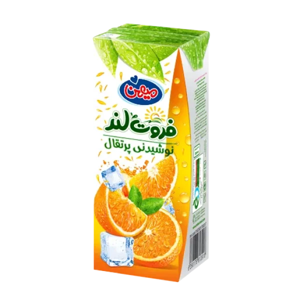 آبمیوه " پرتقال " فروت لند - ( پاکتی ) حاوی کنسانتره طبیعی آب پرتقال ( 200 میلی لیتر )