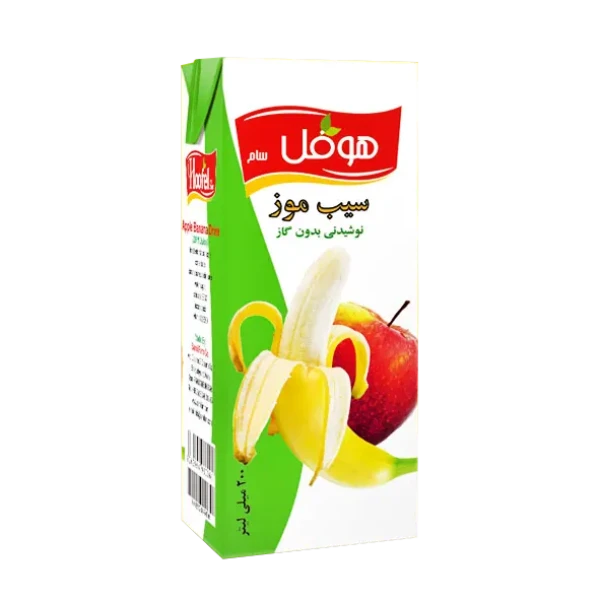 آبمیوه " سیب موز " هوفل - ( پاکتی ) حاوی کنسانتره و پوره طبیعی سیب و موز ( 200 میلی لیتر )