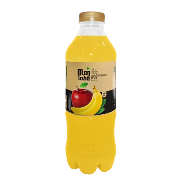 آبمیوه " سیب موز " مجتبی - ( بطری پت ) حاوی کنسانتره طبیعی آب سیب و پوره طبیعی موز ( 950 میلی لیتر )