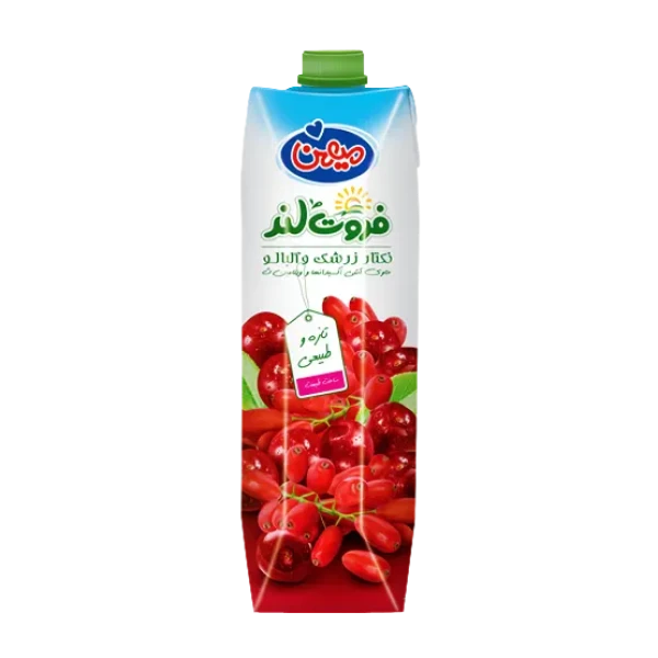 آبمیوه " نکتار زرشک و آلبالو " فروت لند - ( پاکتی ) حاوی کنسانتره طبیعی آب زرشک و آب آلبالو ( 1 لیتری )