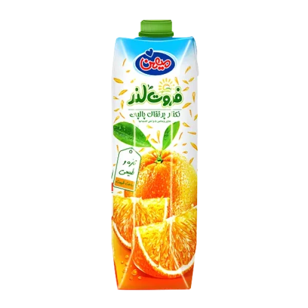 آبمیوه " نکتار پرتقال پالپ دار  " فروت لند - ( پاکتی ) حاوی کنسانتره طبیعی آب پرتقال  ( 1 لیتری )