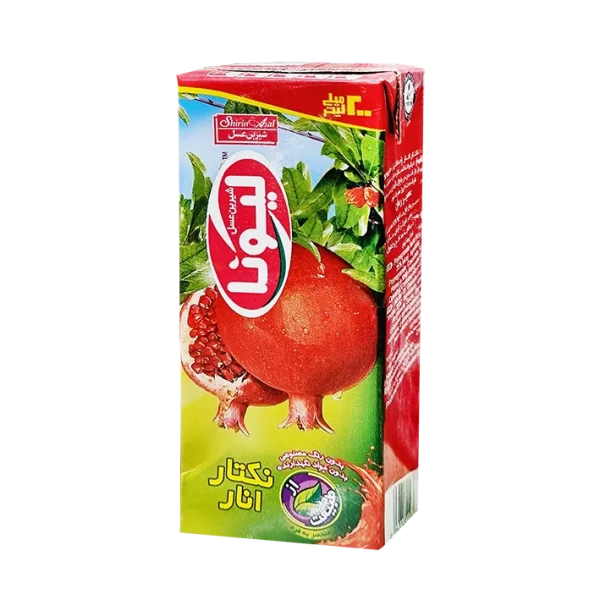 آبمیوه " نکتار انار " شیرین عسل - ( پاکتی ) حاوی کنسانتره انار ( 200 میلی لیتر )