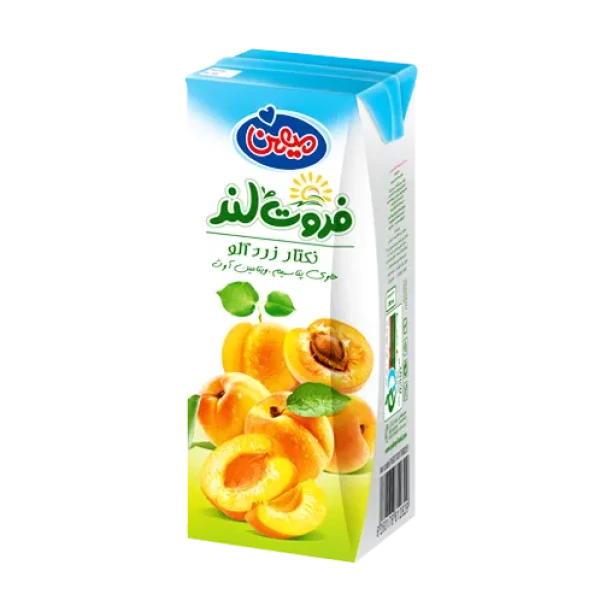 آبمیوه " نکتار زردآلو " فروت لند - ( پاکتی ) حاوی پوره زرد آلو ( 200 سی سی )