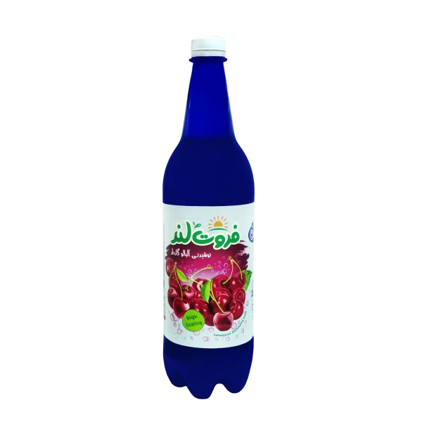 نوشیدنی گازدار " آلبالو " فروت لند - ( بطری پت ) حاوی 25 درصد آبمیوه و کنسانتره طبیعی آلبالو ( 1 لیتری )