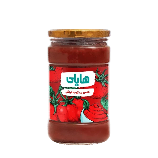 رب شیشه ای " گوجه فرنگی " هایلی - ( کنسرو رب پاستوریزه ) بریکس بدون نمک 25 ( 700 گرمی )